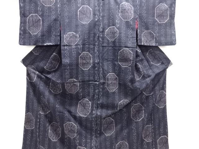 JAPANESE KIMONO / ANTIQUE KIMONO / SILK / MAWATA OJIYA TSUMUGI / WOVEN KIKKO